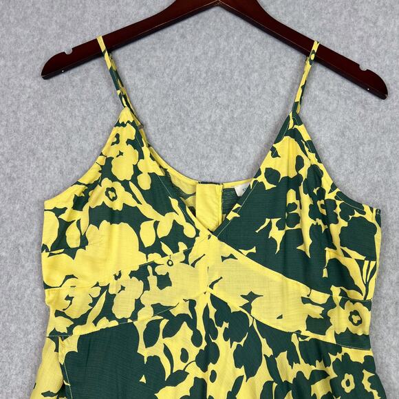Sundance Soliloquies Citron Yellow Green Floral Asymmetrical Dress Size Small - Picture 3 of 10